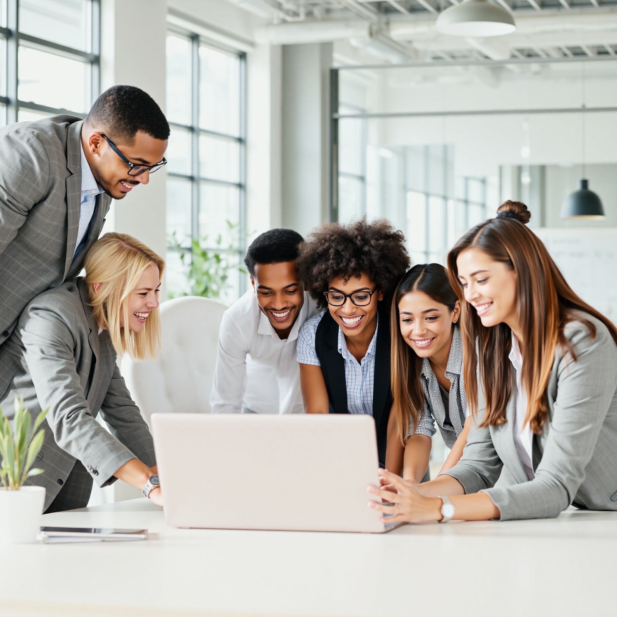 Professional team collaborating on project with modern tools and technology