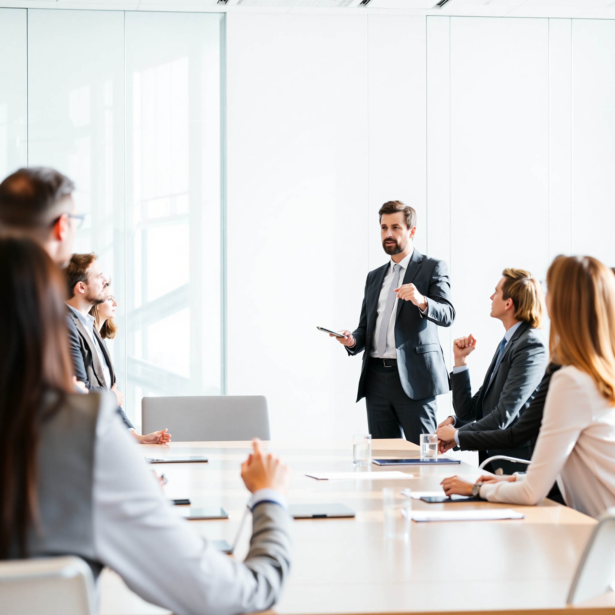 Executive planning career path with strategic documents and vision board